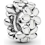 PANDORA Zwischenelement Liebliche Gänseblümchen, Charm aus 925er Sterling Silber mit emaillierten Gänseblümchen, 11 x 5,5 mm