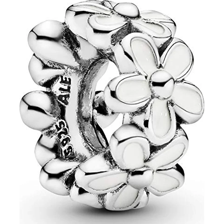PANDORA Zwischenelement Liebliche Gänseblümchen, Charm aus 925er Sterling Silber mit emaillierten Gänseblümchen, 11 x 5,5 mm – Bild 1