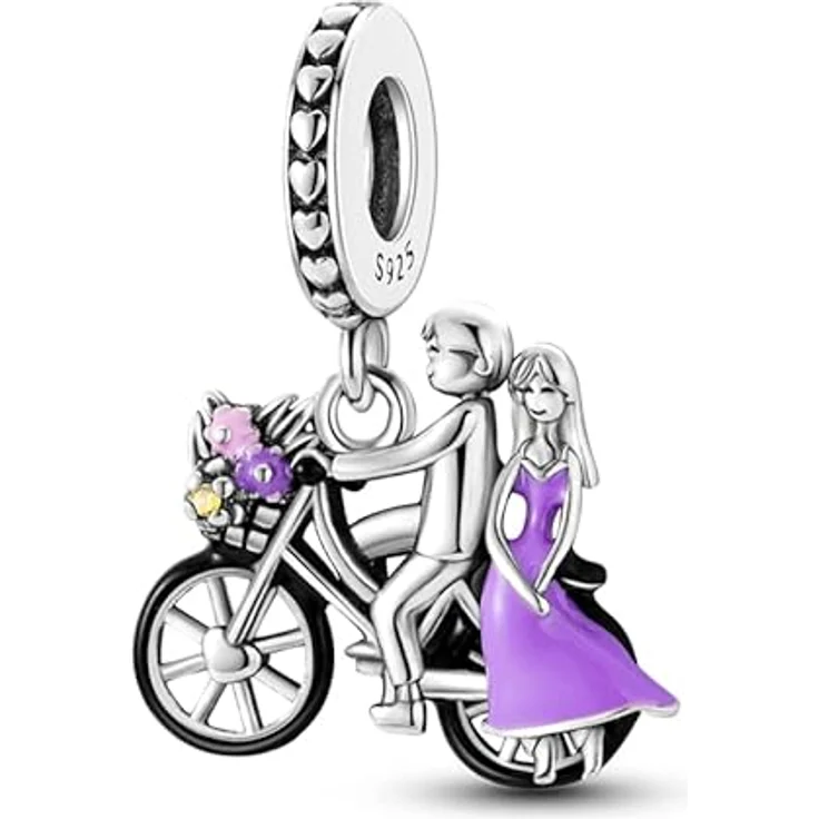 TINSLO Charm Anhänger 925 Sterling Silber mit Zirkonia-Steinen, kompatibel mit Pandora Armbändern und Halsketten für Damen und Mädchen – Bild 1