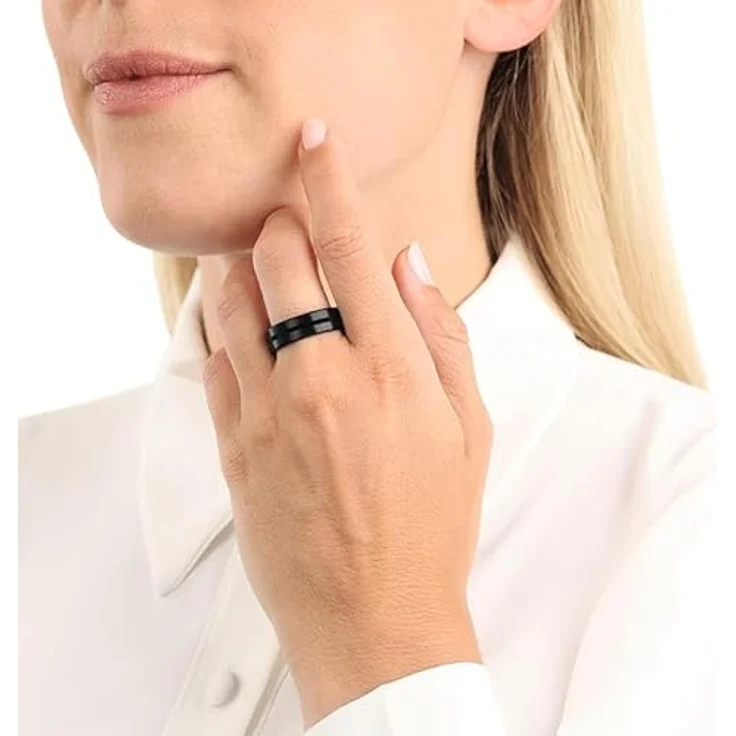 Amor Herren Ring Edelstahl, Schwarz, 7 mm Breite, in Schmuck Geschenk Box – Bild 3