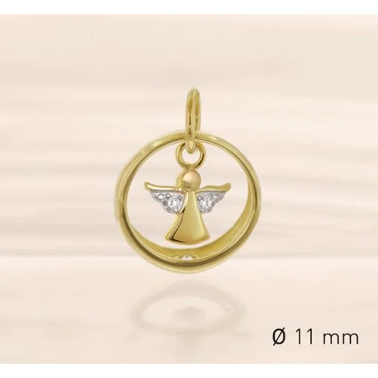 trendor Taufring mit Engel aus 333er Gold, vergoldete Kette 42 cm, Zirkonia, Geschenkbox – Bild 3