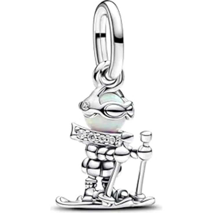 PANDORA Moments Skifahrer Charm-Anhänger aus Sterling Silber mit Zirkonia, kompatibel mit ME und Moments Armbändern, 793514C01 – Bild 1