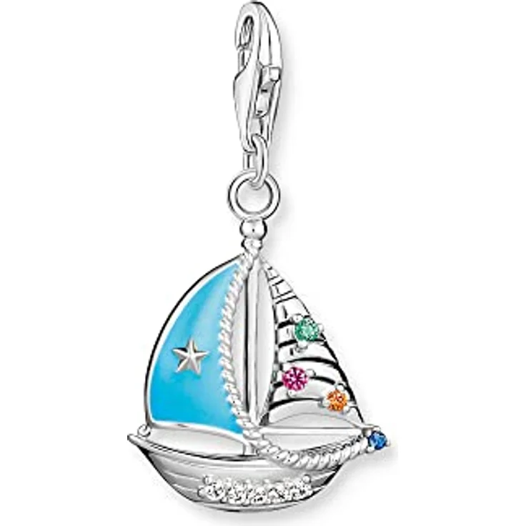 THOMAS SABO Charm-Anhänger Segelboot, recycletes 925 Sterlingsilber mit Karabinerhaken, vielseitig kombinierbar – Bild 1