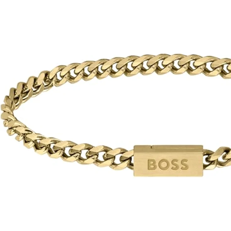 BOSS Jewelry Gliederarmband Herren CHAIN FOR HIM, Edelstahl mit goldgelber IP-Beschichtung, 19 cm, magnetischer Verschluss, graviertes Logo – Bild 2