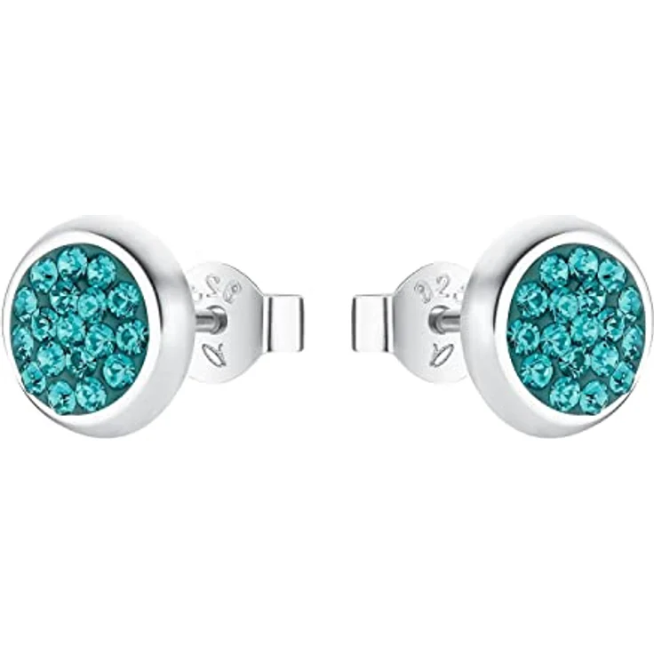Amor Ohrstecker 925 Sterling Silber, Damen Ohrschmuck mit Zirkonia, 8 mm, Silber, in Schmuck Geschenk Box – Bild 3