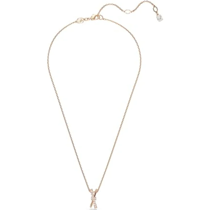 Swarovski Hyperbola-Anhänger 5689788, Kettenanhänger mit Zirkonia in roségoldfarbenem Design, 38-45 cm verstellbar, weißer Knoten – Bild 2