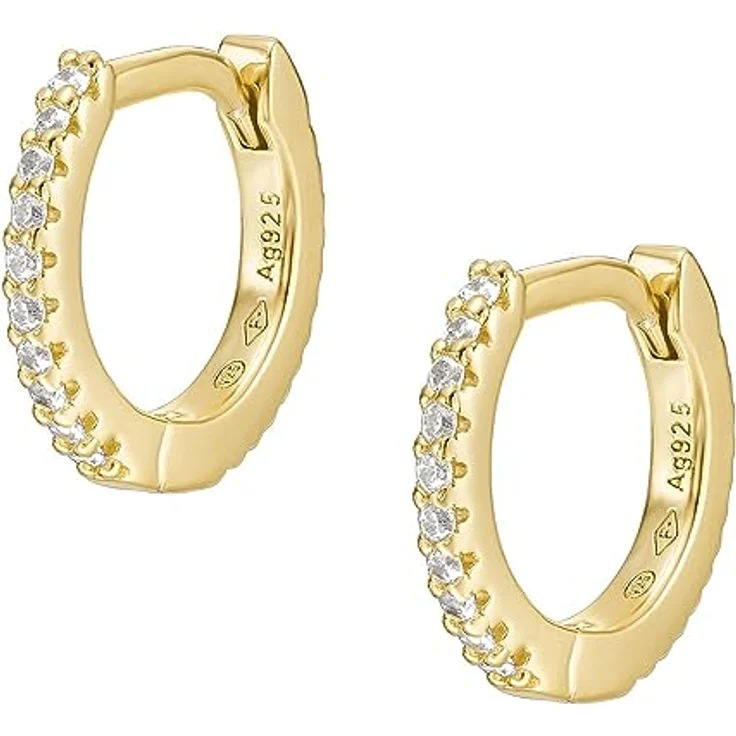 Fossil Creolen STERLING JFS00630710, ip-beschichtetes Silber 925 mit Zirkonia-Besatz, Weiß – Bild 5