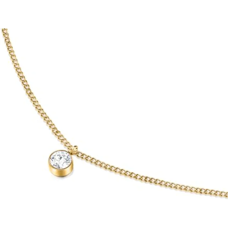 day.berlin Damen Halskette Fade Gold, 18k vergoldet mit Zirkonia Anhänger 7x7mm, stabile Panzerkette 45+5cm, Edelstahl nickelfrei & wasserfest – Bild 5