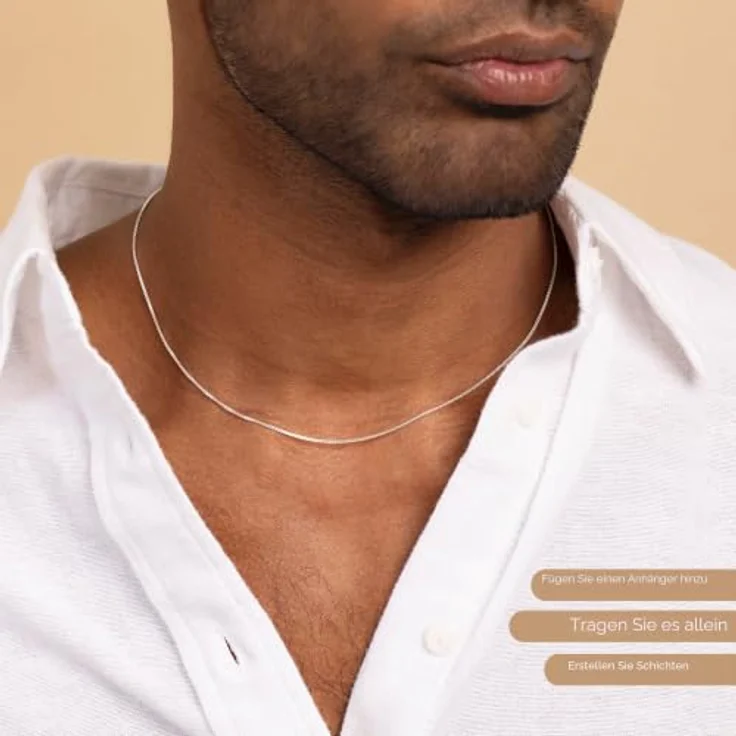 Amberta Echt 925 Sterling Silber Halskette, schlichte Box-Kette, 50 cm, dünn, geeignet für Damen und Herren – Bild 4