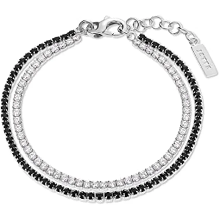 JETTE Damen-Armband 925er Silber, Zirkonia, 2,1 mm Stärke, One Size, elegante Geschenkverpackung