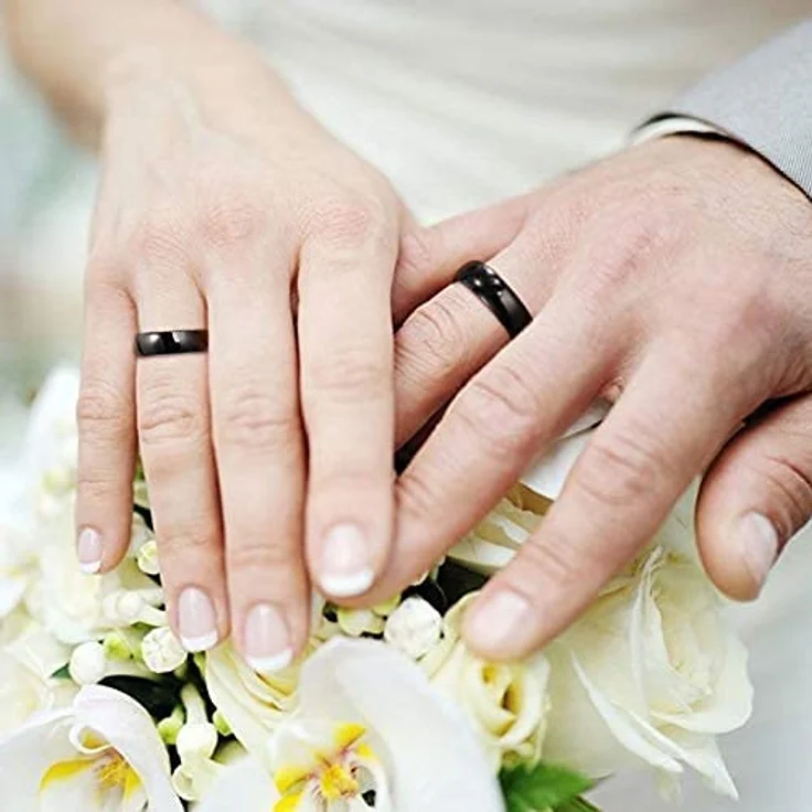 Zakk Wolfram Ringe, schmaler schwarzer Ring für Damen und Herren, poliert, 8mm (Größe 69) – Bild 5