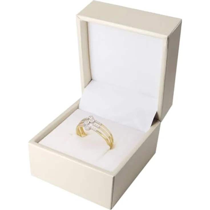 Glizz Goldring Damen, Gold 333/8K Bicolor mit Zirkonia, 8,4 mm breite Ringschiene – Bild 5