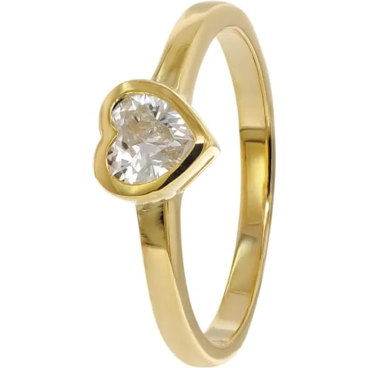 trendor Damenring Gold 333/8K, Verlobungsring mit Zirkonia Herzschliff, Ringgröße 52/16,6