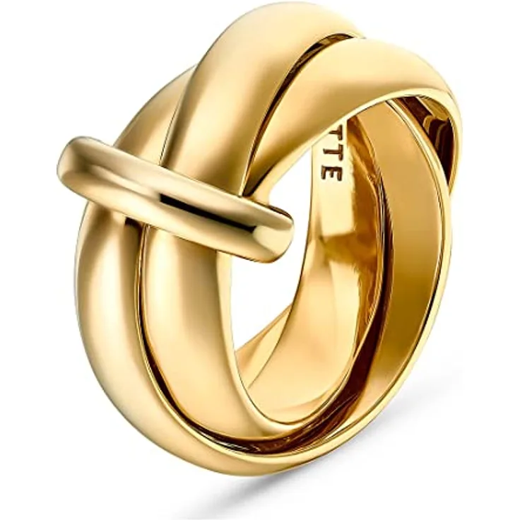 JETTE Damenring 925er Silber, Gelbgold, Breite 1,07 cm, Größe 59, Design von Jette Joop
