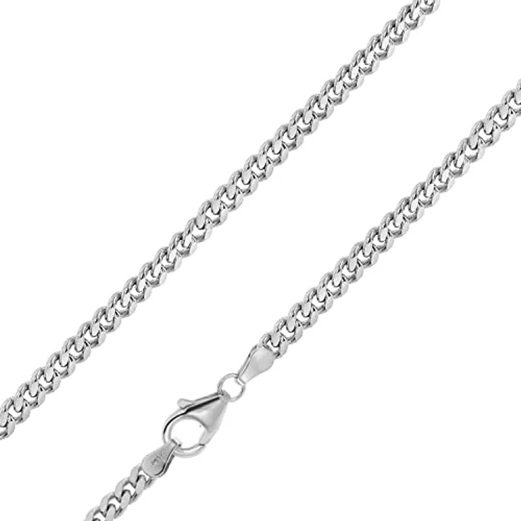 trendor Herren-Halskette Silber 925 Flachpanzer, 3,3 mm breit, aus echtem Sterlingsilber, 50 cm, mit Karabiner-Verschluss, modischer Halsschmuck, ideale Geschenkidee