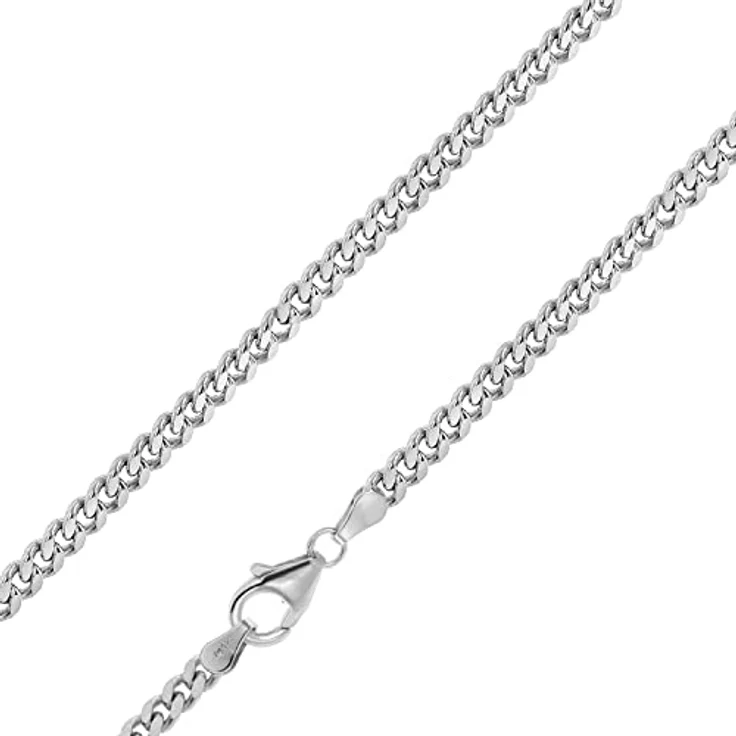 trendor Herren-Halskette Silber 925 Flachpanzer, 3,3 mm breit, aus echtem Sterlingsilber, 50 cm, mit Karabiner-Verschluss, modischer Halsschmuck, ideale Geschenkidee – Bild 1