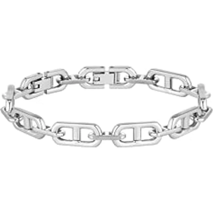 BOSS KODE CHAIN, Herren Gliederarmband aus 316L Edelstahl mit graviertem Logo, verstellbar von 175-190 mm, polierte und gebürstete Oberflächen