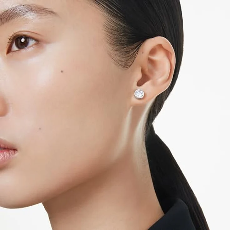 Swarovski Imber Ohrstecker, Solitär mit kesselgefassten Rundkristallen, edel glänzend – Bild 3
