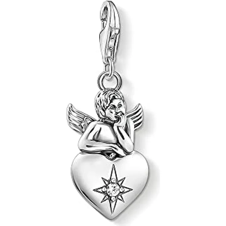 THOMAS SABO Charm-Anhänger Schutzengel mit Herz, Silber, Zirkonia, Motiv: Liebe – Bild 1
