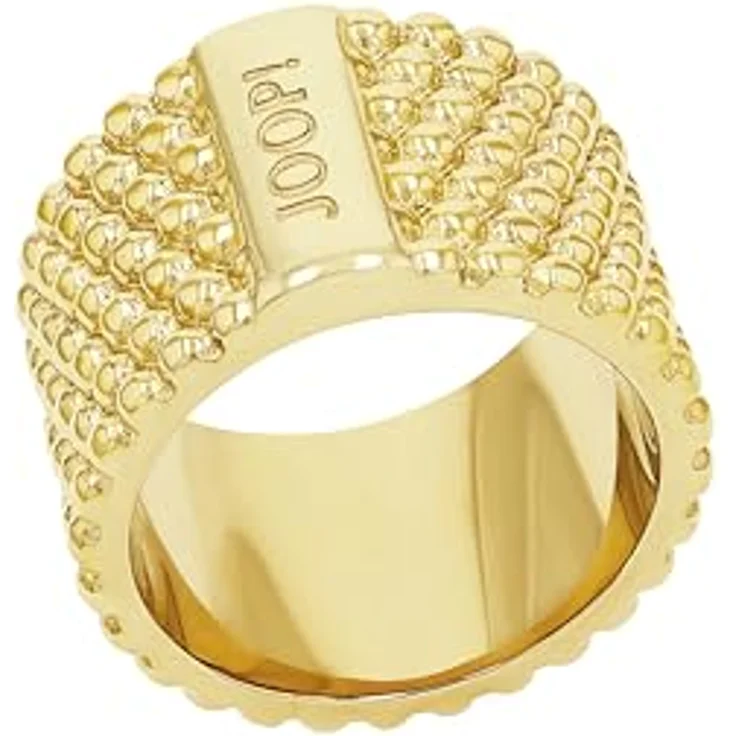 JOOP! Damenring Edelstahl, Goldenes Design mit JOOP! Schriftzug, 13,5 mm Breite, kommt in Schmuck Geschenk Box – Bild 1