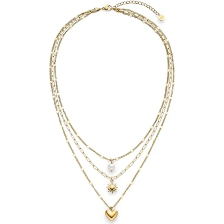 s.Oliver Necklace, elegante Gliederkette aus poliertem Edelstahl, IP Gold, 55 cm, wasserfest & hautfreundlich – Bild 2