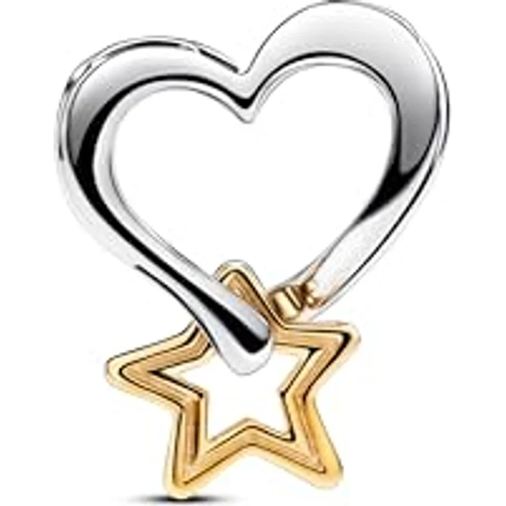 PANDORA Moments Lucky Star & Herz Charm, Sterling Silber mit vergoldeter Metalllegierung, graviert mit „MY LUCKY STAR“, kompatibel mit Moments Armbändern, 763513C00 – Bild 2
