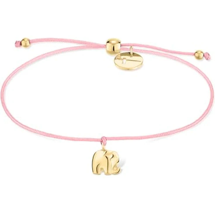 Tamaris Armband TJ-0599-B-17, Edelstahl IP Gold mit Elefanten Anhänger, 24 cm, Zugbandverschluss – Bild 1