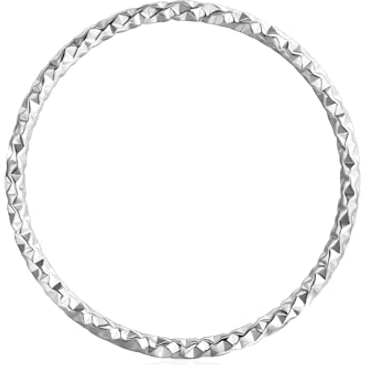 Eastside Damen Ring "Hammered Finish", silberner Edelstahl Bandring, schmal, gemustert, wasserunempfindlich, ideal für Stapelring-Looks – Bild 3