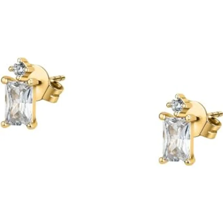CHRIST Damen-Ohrstecker 925er Silber, recycelter Zirkonia, Gelbgold, One Size