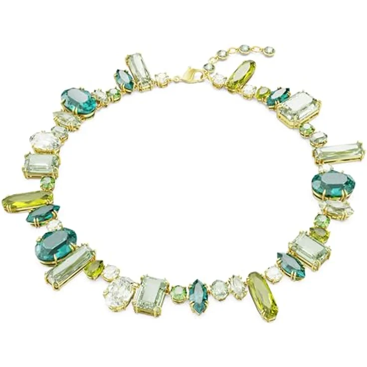 Swarovski Gema Halskette, Verschiedene Schliffe, Grün, 18K goldbeschichtet, Boho-Style mit Karabinerverschluss – Bild 1