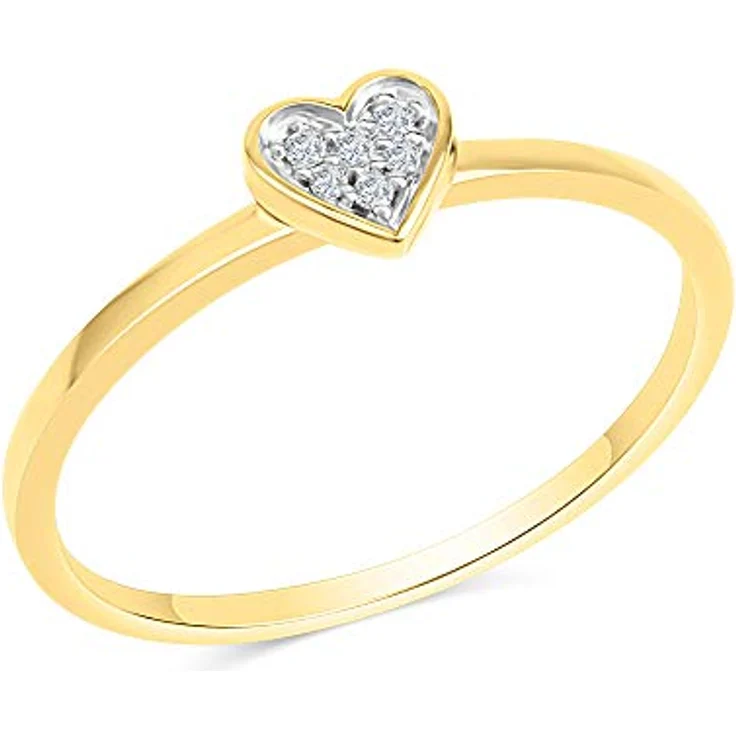 Diamonds by Ellen K. Damen Ring 585 Gold, glänzend mit zweifarbigen Herzen und Brillant, gelb, 0,025ct, inkl. Etui – Bild 1