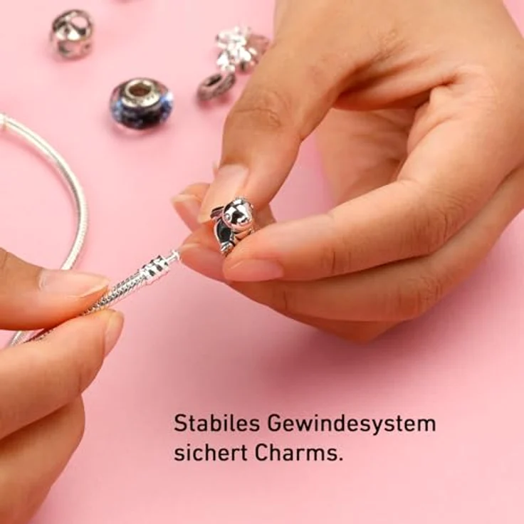 APUUESN Charms Anhänger Armband mit Herz Verschluss, 17CM, Sterling Silber S925, Hypoallergen, Geschenk für Frauen – Bild 5