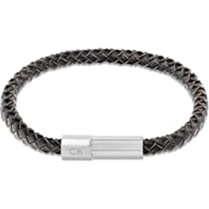 Calvin Klein INDUSTRIAL FACETS Herren-Armband, Schwarzes Leder mit Edelstahlverschluss, 18,5 cm plus 1 cm Verlängerung – Bild 1
