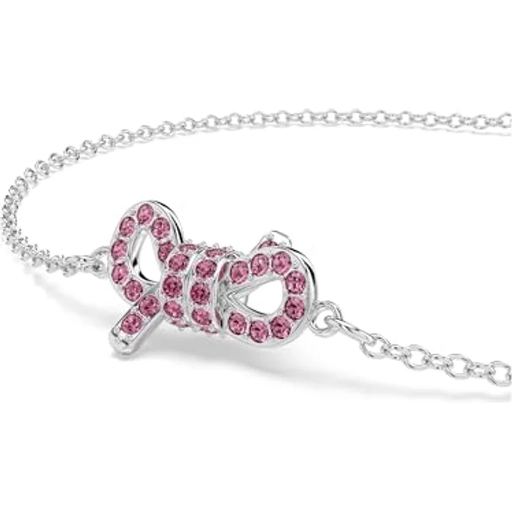 Swarovski Lifelong Bow Armband, rosa Schleife mit rhodinierter Kette und Kristallpavé – Bild 4