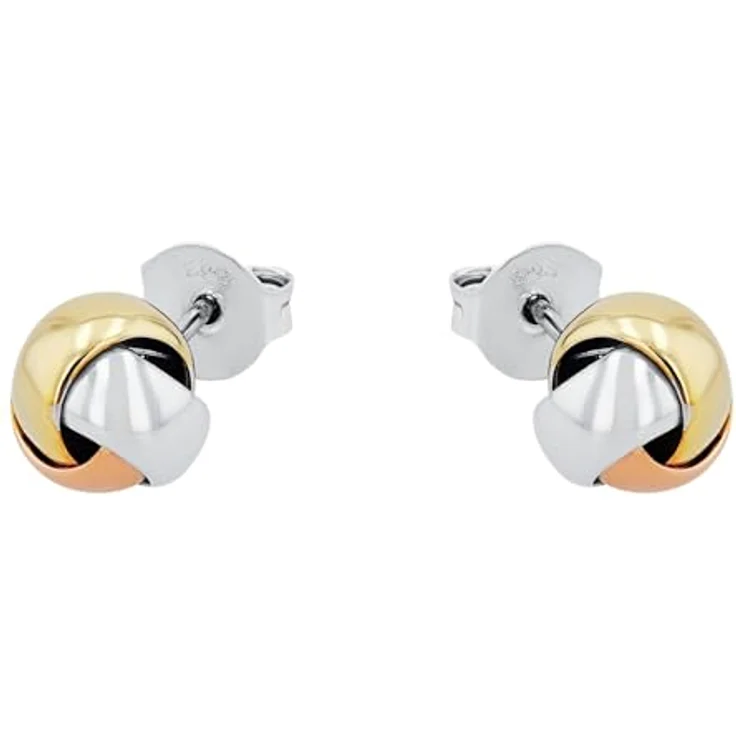 Amor Paar Ohrstecker Knoten, Tricolor Design mit knotenförmigem Schmuckelement – Bild 3