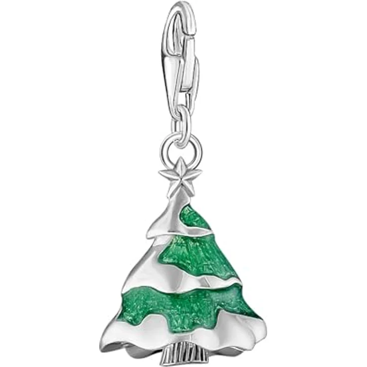 THOMAS SABO Charm-Einhänger Weihnachtsbaum, 3D-Design aus recyceltem 925 Silber mit Zirkonia (synth), Rubin (synth) und bunten Emaille-Details – Bild 2