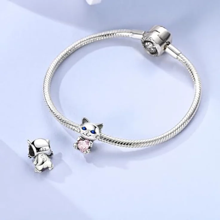 LNQOBU 925 Silber Charms Anhänger für Armbänder, kompatibel mit Pandora, inklusive Spacer Beads, Geschenkset mit Geschenktüte und Poliertuch – Bild 4