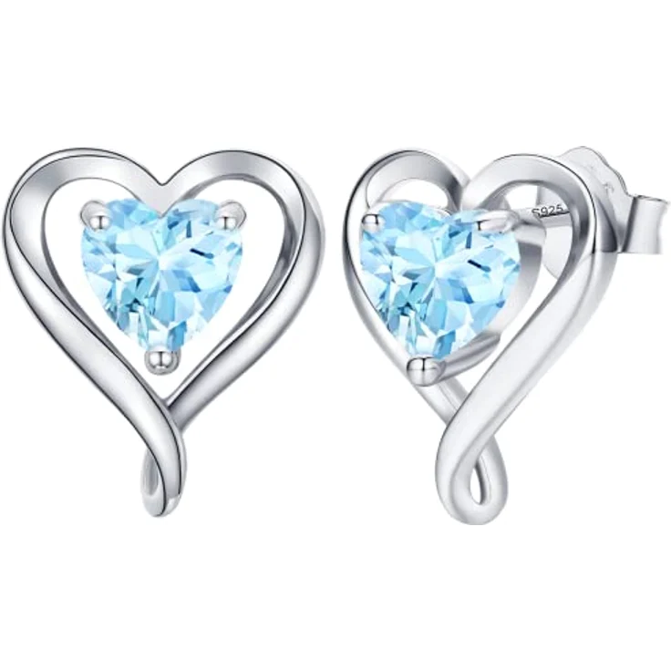 LAVUMO Herz Ohrstecker Ohrringe aus 925 Silber mit 5A Zirkonia in Weißgold, Geschenke für Frauen zu besonderen Anlässen – Bild 1