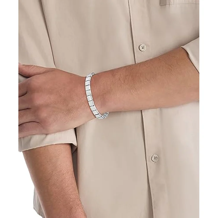 Calvin Klein MINIMALISTIC SQUARES, Herren-Armband aus Edelstahl mit Knebelverschluss, 19,5 cm, graviertes CK Logo – Bild 3