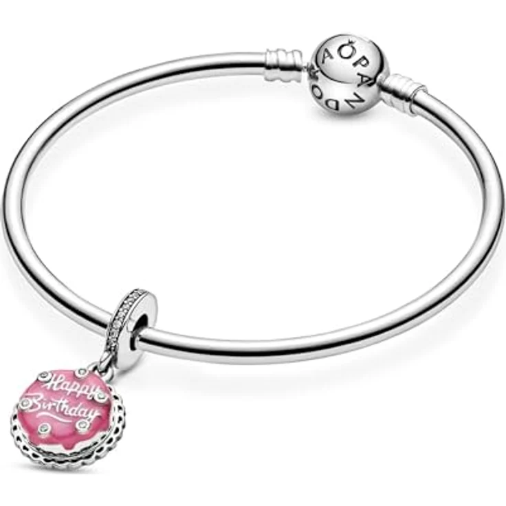 PANDORA Charm "Happy Birthday" Kuchen, Rosafarbene Emaille mit Cubic Zirkonia, Sterling-Silber, 798888C01 – Bild 5