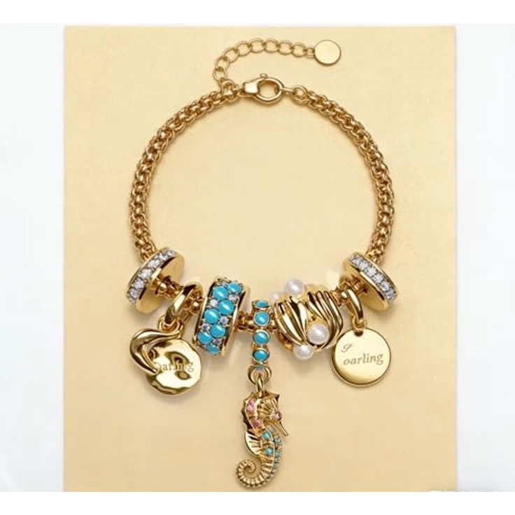 WEIMU Golden Charms 925 Sterling Silber Charm für Armband & Halskette, hypoallergen, Opelgold – Bild 5