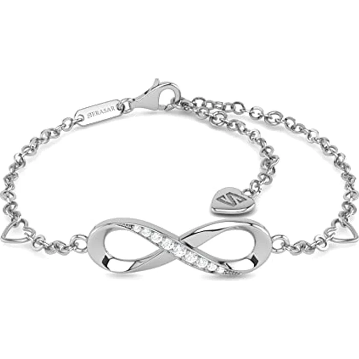 SERASAR Infinity Armband Damen, 316L Chirurgenstahl mit Zirkonia Steinen, 23 cm verstellbar, wasserfest, Geschenkidee für Freundin – Bild 1