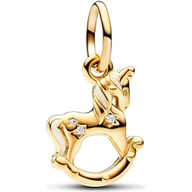 PANDORA Moments Schaukel-Einhorn Charm-Anhänger aus Sterling Silber mit vergoldeter Metalllegierung und Zirkonia, kompatibel mit Moments Armbändern, 762978C01 – Bild 2