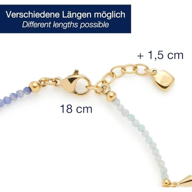 JEWELS BY LEONARDO Armband Ciao Babelli, goldfarbener Edelstahl mit pastellfarbenen Natursteinchen und goldenen Tropfen, 18-19,5 cm, Damen-Schmuck, 024472 – Bild 2