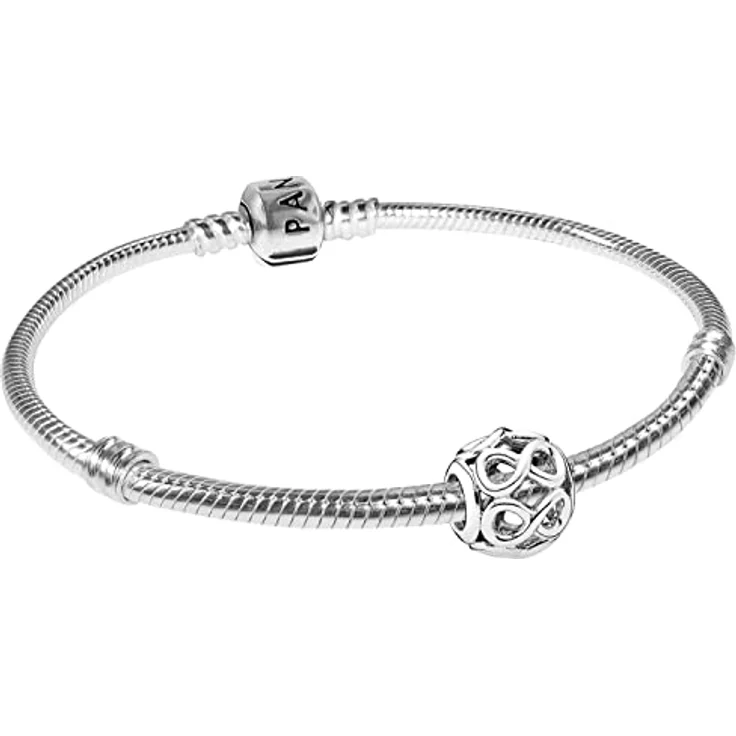 PANDORA Armband Starterset Unendlichkeit Silber, 21 cm mit Charm als Zeichen der Liebe, poliertes Sterling Silber mit sicherem Clipverschluss – Bild 1