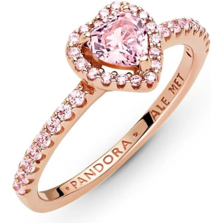 PANDORA ROSE Timeless Ring "funkelndes Herz", 14k rosévergoldet, rosa Kristall, Zirkonia, Größe 60 – Bild 5