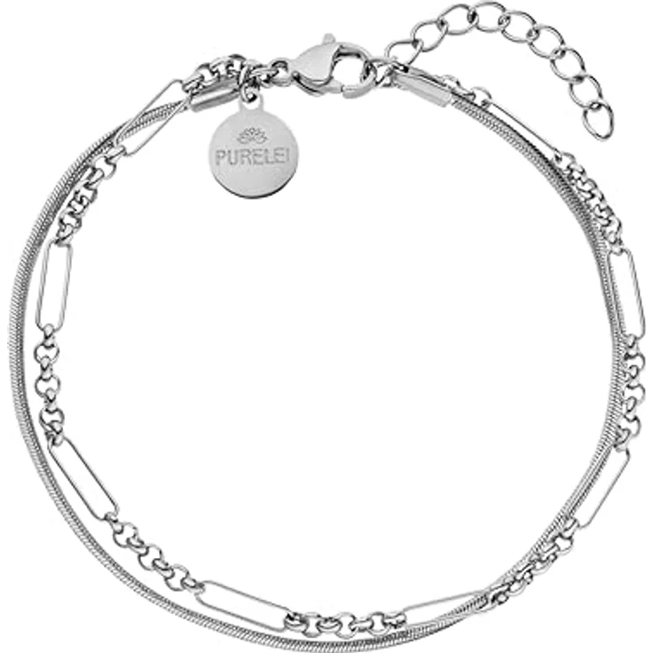 Purelei Sleeky Unison Armband Damen, Edelstahl Wasserfest Zweireihig, Verstellbar 16-19 cm, Elegantes Filigranes Schmuckstück für Alltag & Geschenk – Bild 1