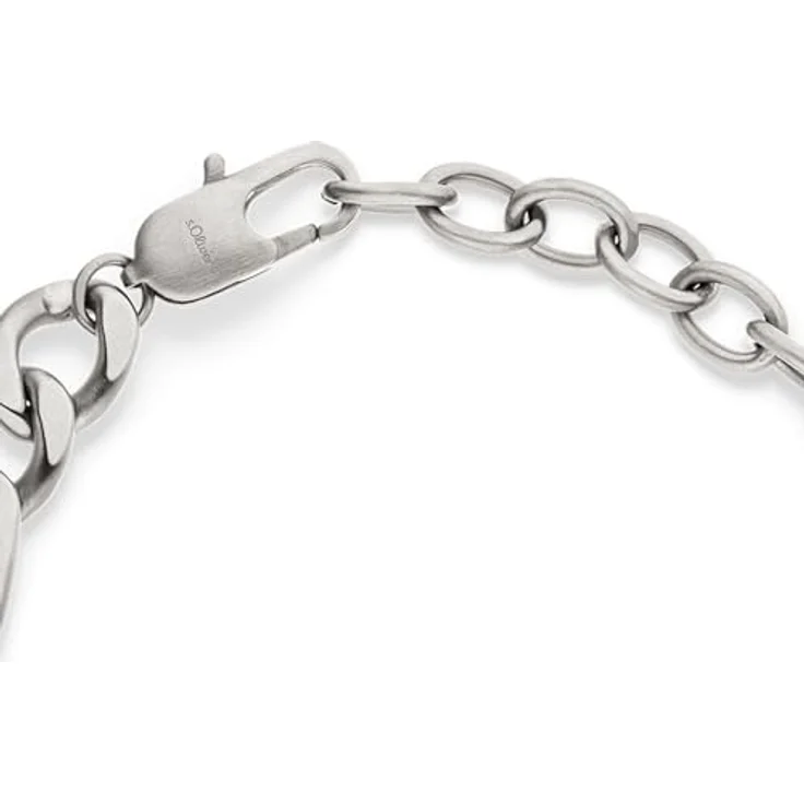 s.Oliver Herren Bracelet, Armband aus gebürstetem Edelstahl in Silber, Figaro verstellbar bis 22 cm, wasserfest & hautfreundlich – Bild 2