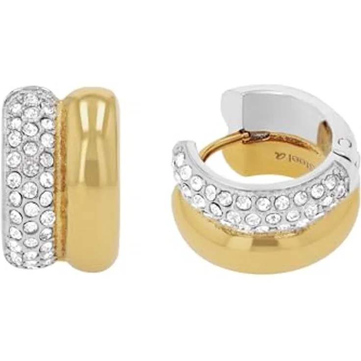 JOOP! Creolen Damen Ohrschmuck aus Edelstahl mit Zirkonia-Steinen, Silber, 15 mm, in Schmuck Geschenk Box