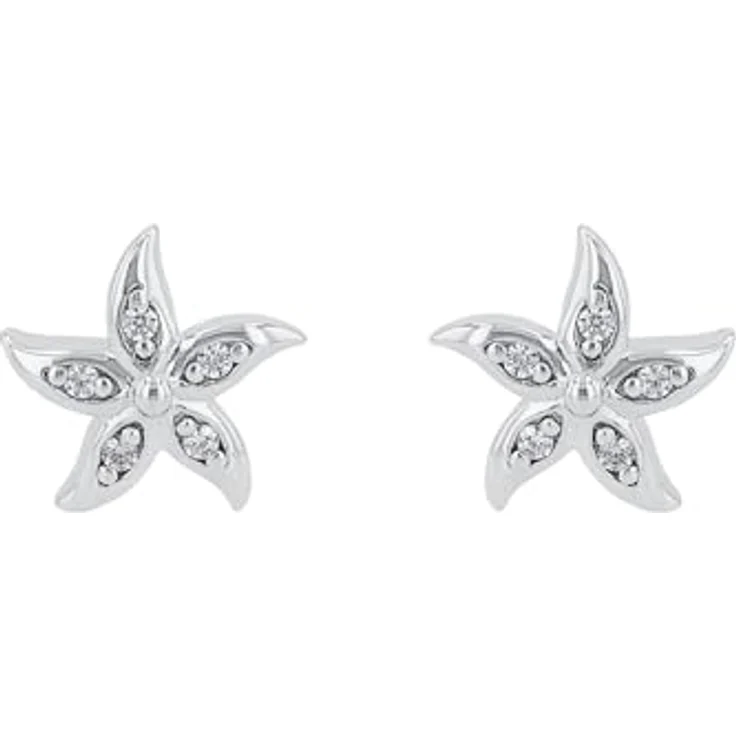 Amor Ohrstecker Damen, Seestern-Motiv aus 925 Sterling Silber, 9mm, mit Zirkonia-Steinen, in Geschenkbox, Gold – Bild 4